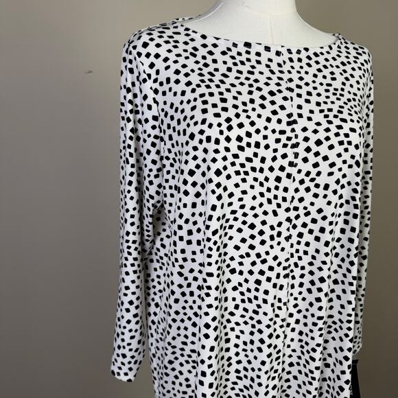 Alfani Elements Printed 3 4 Sleeve Tunic Top US Women's 0X Plus - Picture 3 of 9